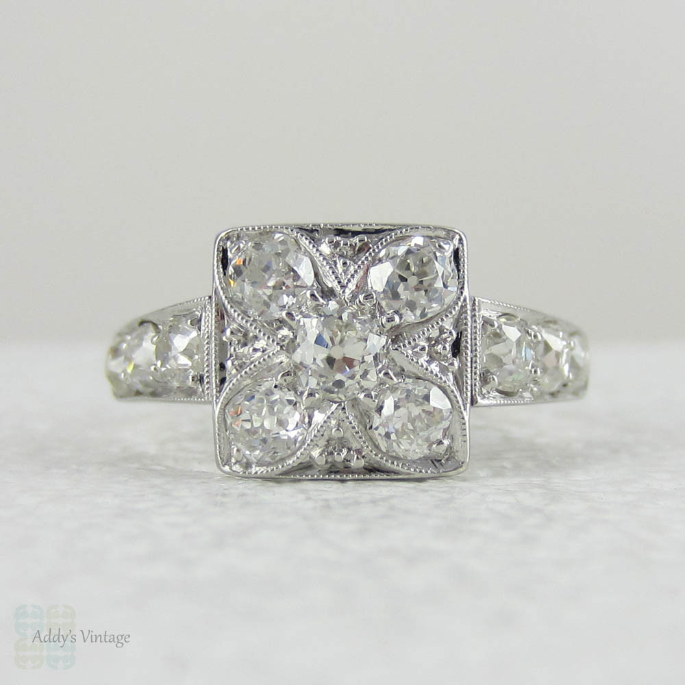 3/4 CT. T.W. Oval Diamond Half Flower Ring in 14K White Gold | Zales Outlet